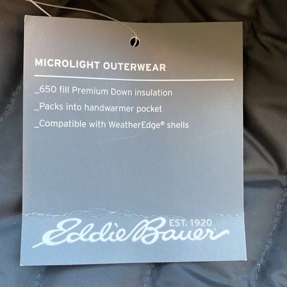 NEW Men’s Eddie Bauer Microlight Down Jacket Coat Black XXL